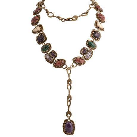 Y Shape Retro Stone Pendant Necklace Jewelry