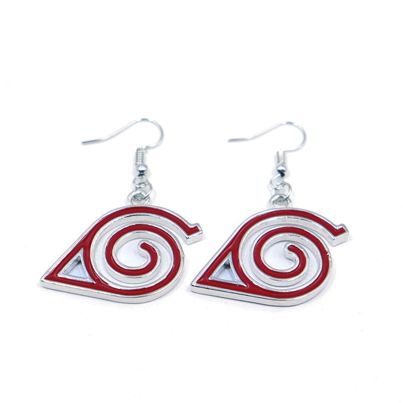 Anime Props Jewelry Konoha Earrings for Women Akatsuki Red Cloud Ear Hoops Ninja Darts Dangle Earring Fans Creative Gift - Charlie Dolly