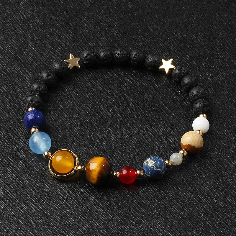 Galaxy Solar System Bracelet Men Universe Nine Planets Natural Stone Stars Earth Moon Bracelets for Women Fashion Couple Jewelry