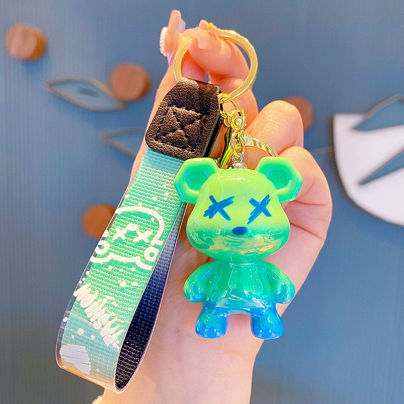 Cute Resin Keychain Charm Tie The Bear Pendant For Women Bag Car KeyRing Mobile Phone Fine Jewelry Accessories Kids Girl Gift - Charlie Dolly