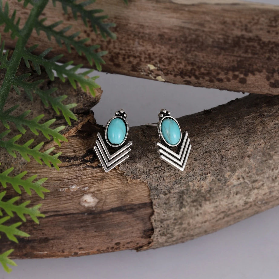 Turquoise Arrow Triangle Mini Stud Earrings Jewelry