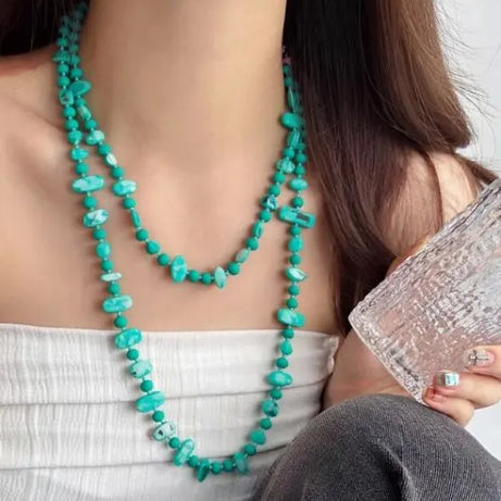 Irregular Stone Crystal Double Layer Necklace Jewelry