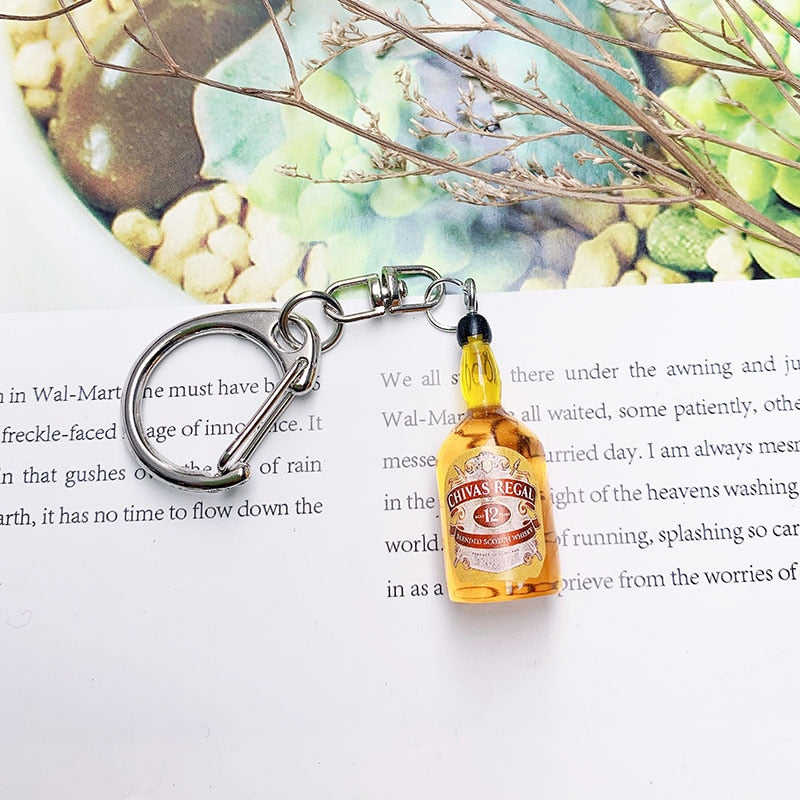 Wine Bottle Keychain Resin Simulation Mini Beer Cocktail Men Women Boyfriend Key Chain Alcohol Lovers Father's Day Gift - Charlie Dolly
