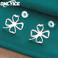 Korean Fashion 925 Sterling Silver Fine Lucky Clover Stud Earring For Women Charm Wedding Engagement Party Cute Jewelry Gifts - Charlie Dolly