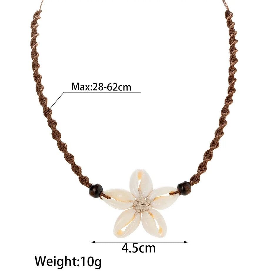 Woven Shell Flower Pendant Necklace