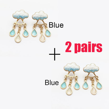 Original Cute Cloud Blue Rain Drop Dangle Earrings For Women 2022 Sweet White Glaze Charming Jewelry