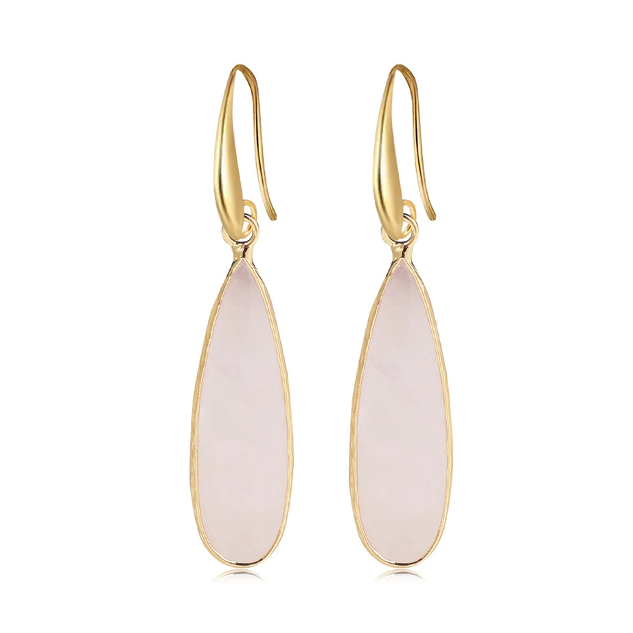 Rose Quartz Clear Quartz Teardrop Healing Earrings Jewelry