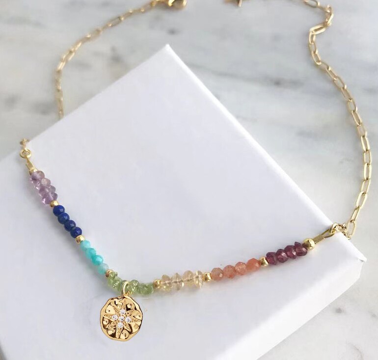 Exquisite Gold-color Eye Pendant Necklace Trend Beaded Streetwear Jewelry New Year Gifts For Women Multiple Color Options Choker - Charlie Dolly