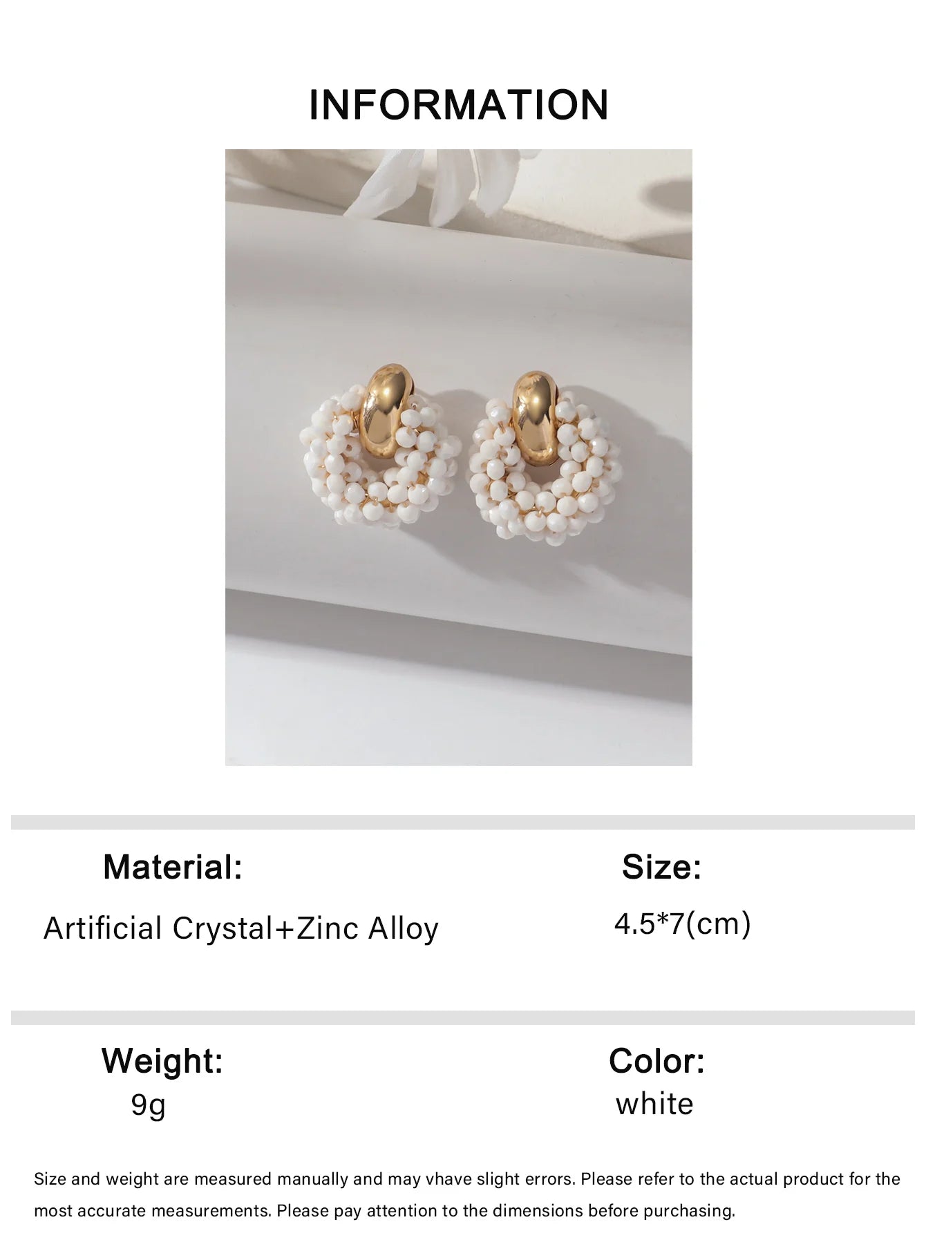 Boho Elegant Crystal Beads Drop Earrings for Women Luxury Geometric Dangle Summer Beach Party Jewelry