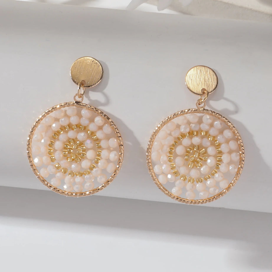 Seed Bead Metal Handmade Drop Earrings Jewelry