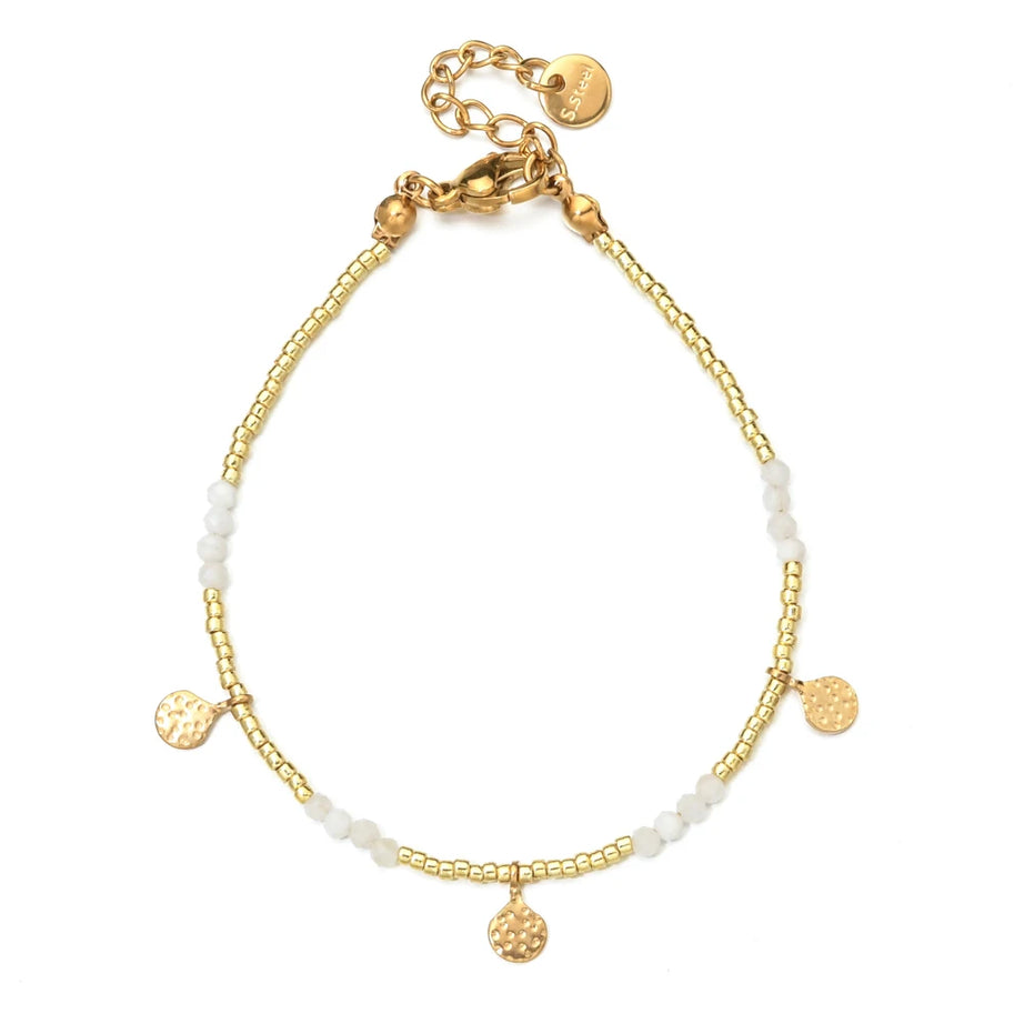 Minimalism Simple Colorful Natural Stone Beads Bracelet Stainless Steel Charm PVD Plated Jewelry Boho Trendy Gifts for Women - Charlie Dolly