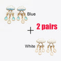 Original Cute Cloud Blue Rain Drop Dangle Earrings For Women 2022 Sweet White Glaze Charming Jewelry - Charlie Dolly