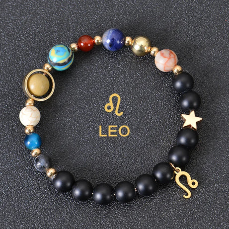 Zodiac Constellation Crystal Bracelet, 12 Signs Natural Stone Beaded Amulet