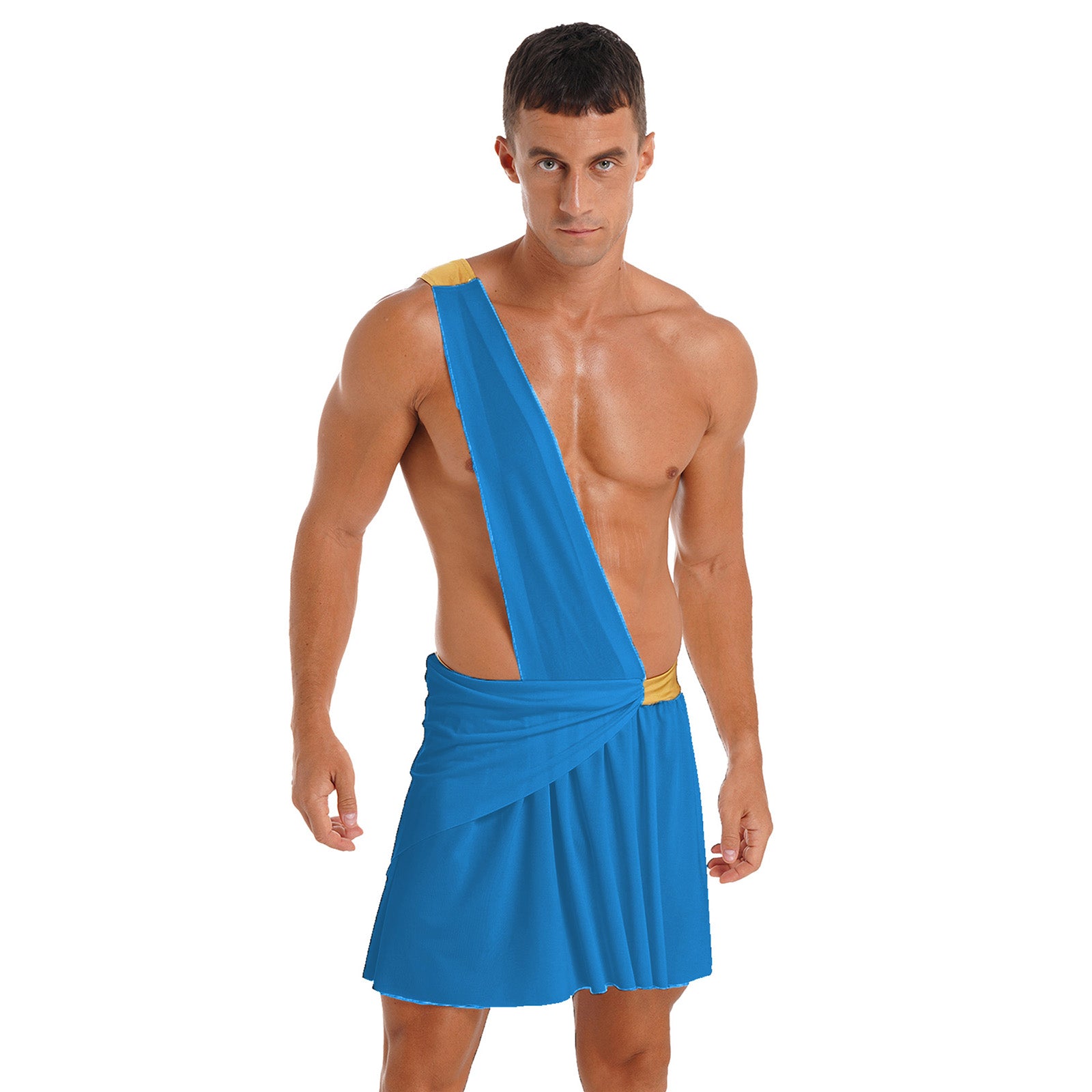 Men's  Ancient Greek God Halloween Party Costume Cosplay One Shoulder Strap Skirts Knight Warrior Theatrical Performance Outfit - Charlie Dolly
