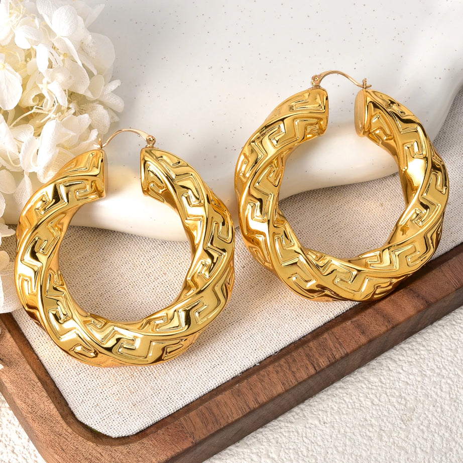 Large Gold Plated Statement Hoop Earrings Jewelry