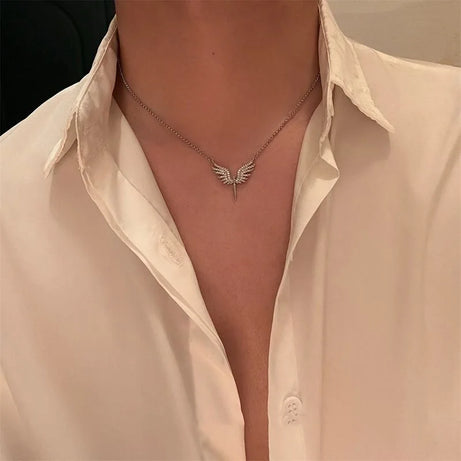 Angel Wings Pendant Boho Clavicle Chain Necklace
