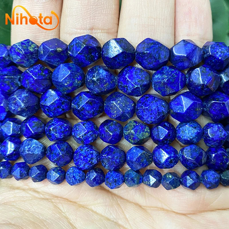 Natural Faceted Lapis Lazuli Blue Stone Loose Beads for Jewelry Making DIY Women's Charms Bracelets Earrings 6/8/10mm 14" Strand