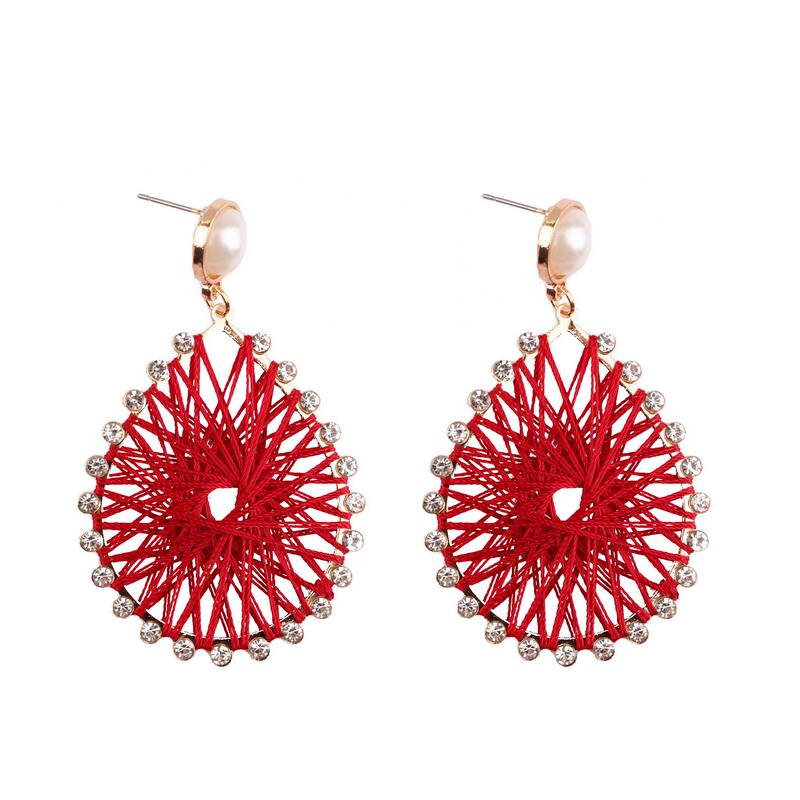 Pave Crystals Twisted Knitted Lace Pearls Beaded Studs Teardrop Dangle Drop Earrings for Women Trendy Chic Jewelry Wholesale - Charlie Dolly