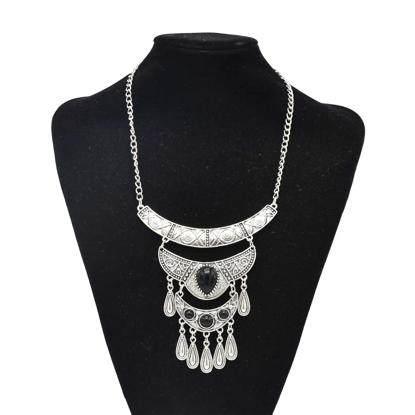 Turkish Coin Stone Tassel Bib Choker Necklace Jewelry
