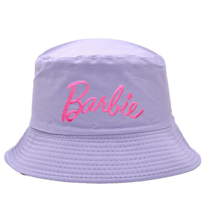 Fashion Barbie Fisherman Hat Kawaii Girls Embroidery Letter Women Outdoor Sunscreen Cap Summer Casual Beach Sunshade Caps Gifts