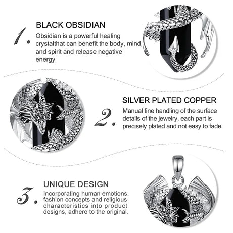 Dragon Obsidian Hexagonal Prism Necklace