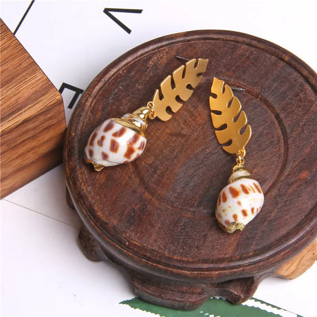 Natural Shell Scallop Drop Earrings Jewelry