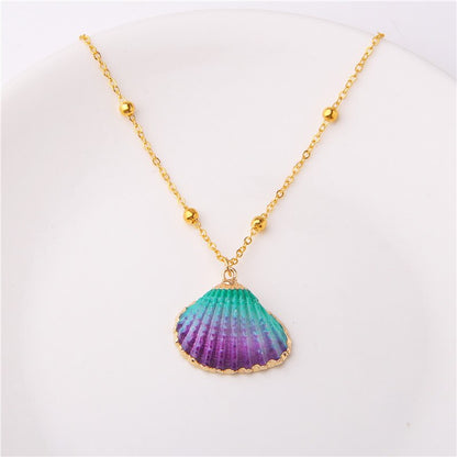 Boho Conch Shell Necklace Gold Color Beads Chain Necklace Women Simple Seashell Choker Necklace Summer Beach Jewelry Party Gift