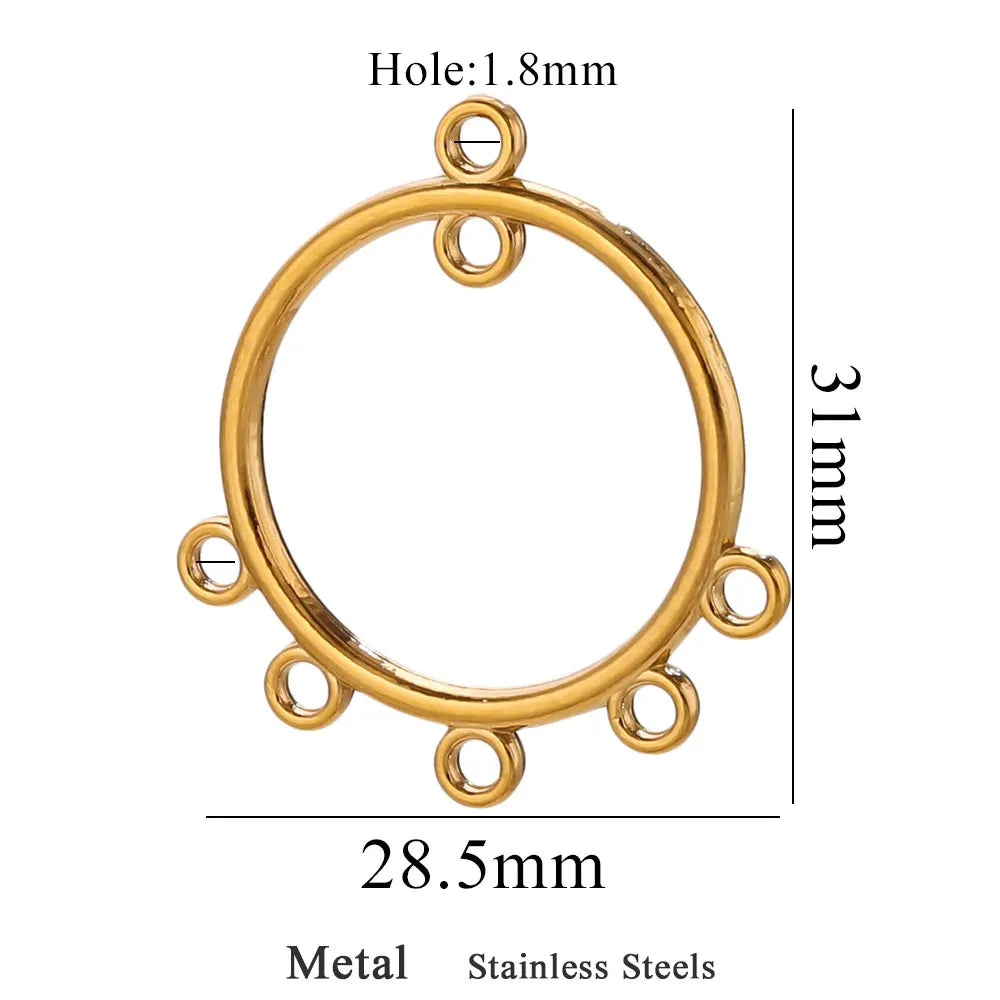 5pcs Stainless Steel Earring Connector Charms Boho Gold Hollow Pendants for Women DIY Jewelry Earring Necklace Making Wholesale