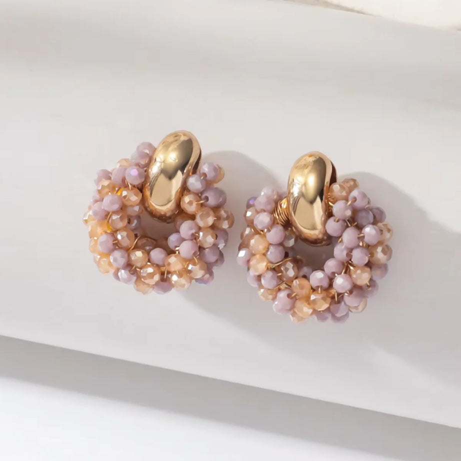 Crystal Bead Round Luxury Drop Earrings Jewelry