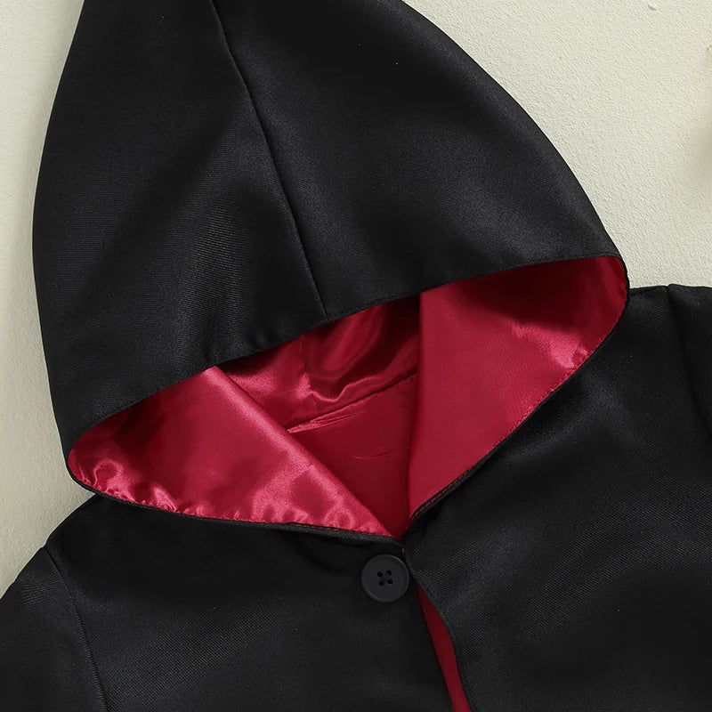 2024-07-09 Lioraitiin Kid Halloween Witch Costume Long Sleeve Hood Wizard Cloak with Scarf 2 Pcs Cosplay Clothes Set - Charlie Dolly