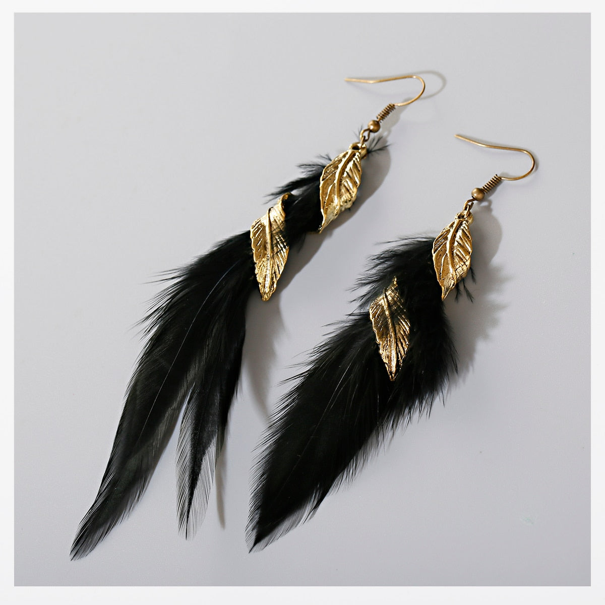 Bohemian Gold Color Long Alloy Tassel Earrings Women Kolczyki Vintage Wood Beads Feather Statement Earrings Fashion Jewelry 2019 - Charlie Dolly