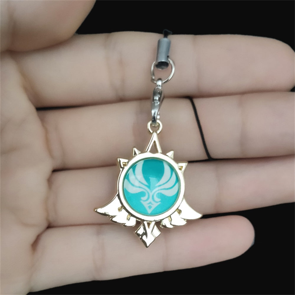 Game Genshin Impact Keychain Luminous 7 Element Double-Side Glass Pendant Weapons Eye Of Original Keyring Phone Charms Souvenir - Charlie Dolly