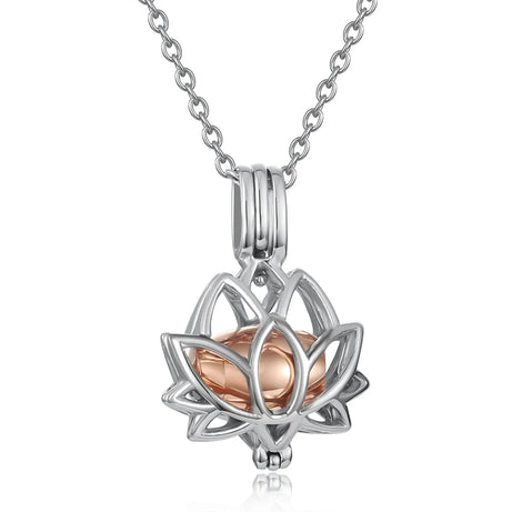 Lotus Flower Cremation Ashes Urn Pendant, Memorial Keepsake Necklace