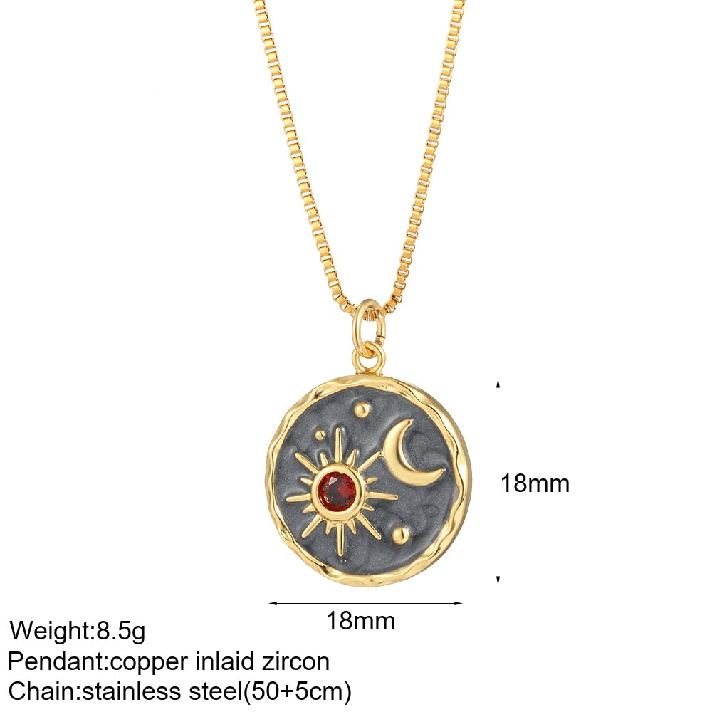 Heart Evil Blue Eye Sun Necklace for Women Cute Dog Bee Elephant Gold Color Pendant Woman's Collars Long Stainless Steel Chains - Charlie Dolly