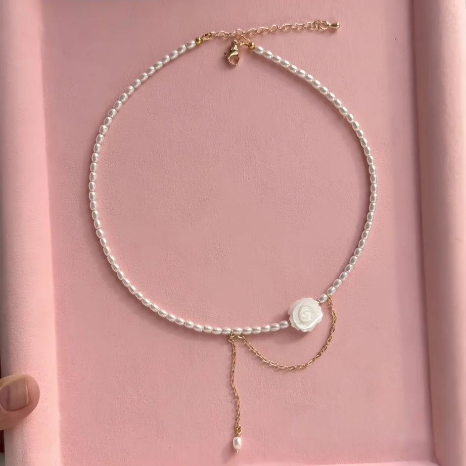 Minimalist Pearl and Tassel French Boho Collar Chain