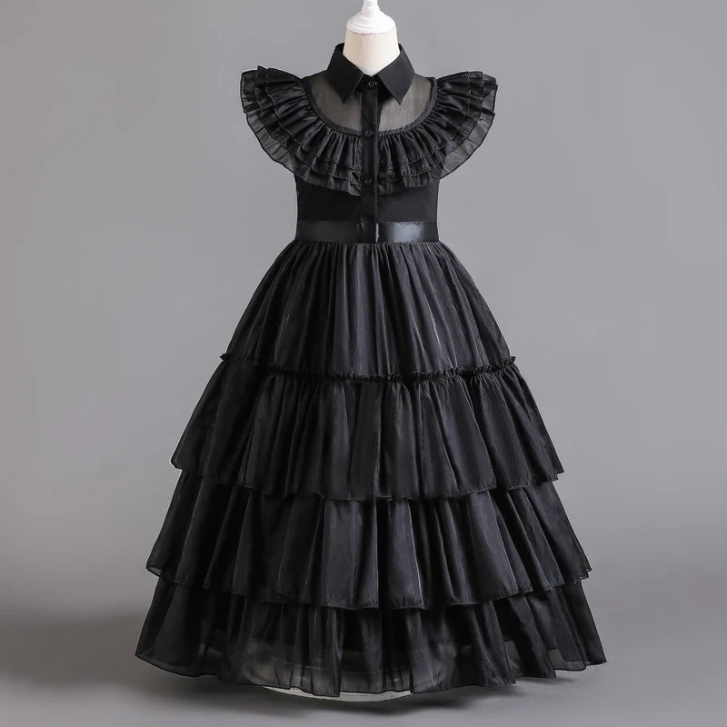 Wednesday Adams Cosplay For Girls Costume 2023 New Vestidos For Kids Carnival Easter Halloween Party Costumes for 3-12 Years - Charlie Dolly