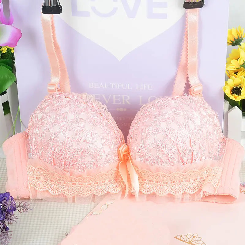 Girl Cheap Bra Sexy Lingerie Wire Free Bras For Women Underwear Lace Breathable Bralette Adjusted 3/4 Cup Push Up Female Bra - Pink / 75A Girl Cheap Bra Sexy Lingerie Wire Free Bras For Women Underwear Lace Breathable Bralette Adjusted 3/4 Cup Push Up Female Bra - Pink / 75A