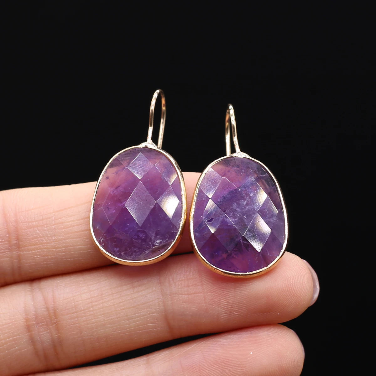 Hot Sale Natural Stone Lapis Lazuli Pink Crystal Faceted Dangle Earring Reiki Eardrop Women Hook Dangle Earrings Party Jewelry