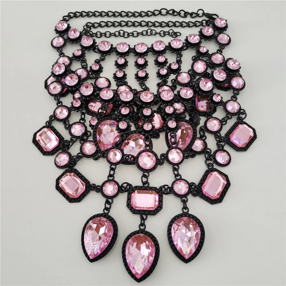 Crystal Water Drop Collar Necklace Earring Set Jewelry