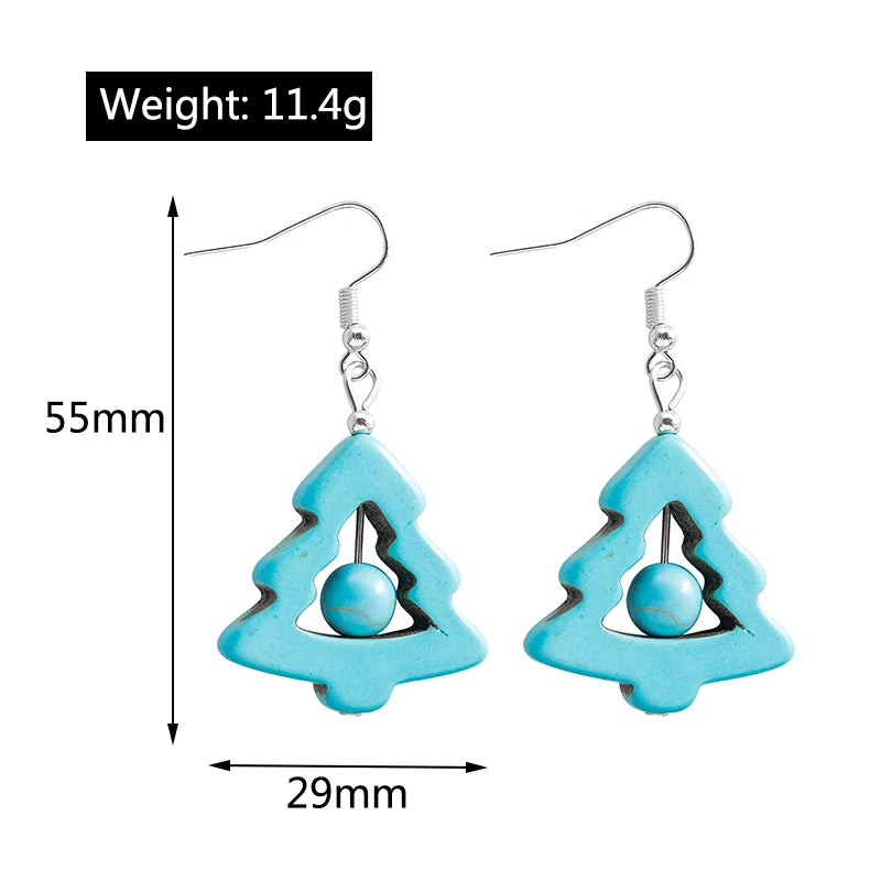 Boho Vintage Turquoise Water Drop Stud Earrings for Women Star Heart Flower Tribe Earring Statement Valentine Day Gift Jewelry