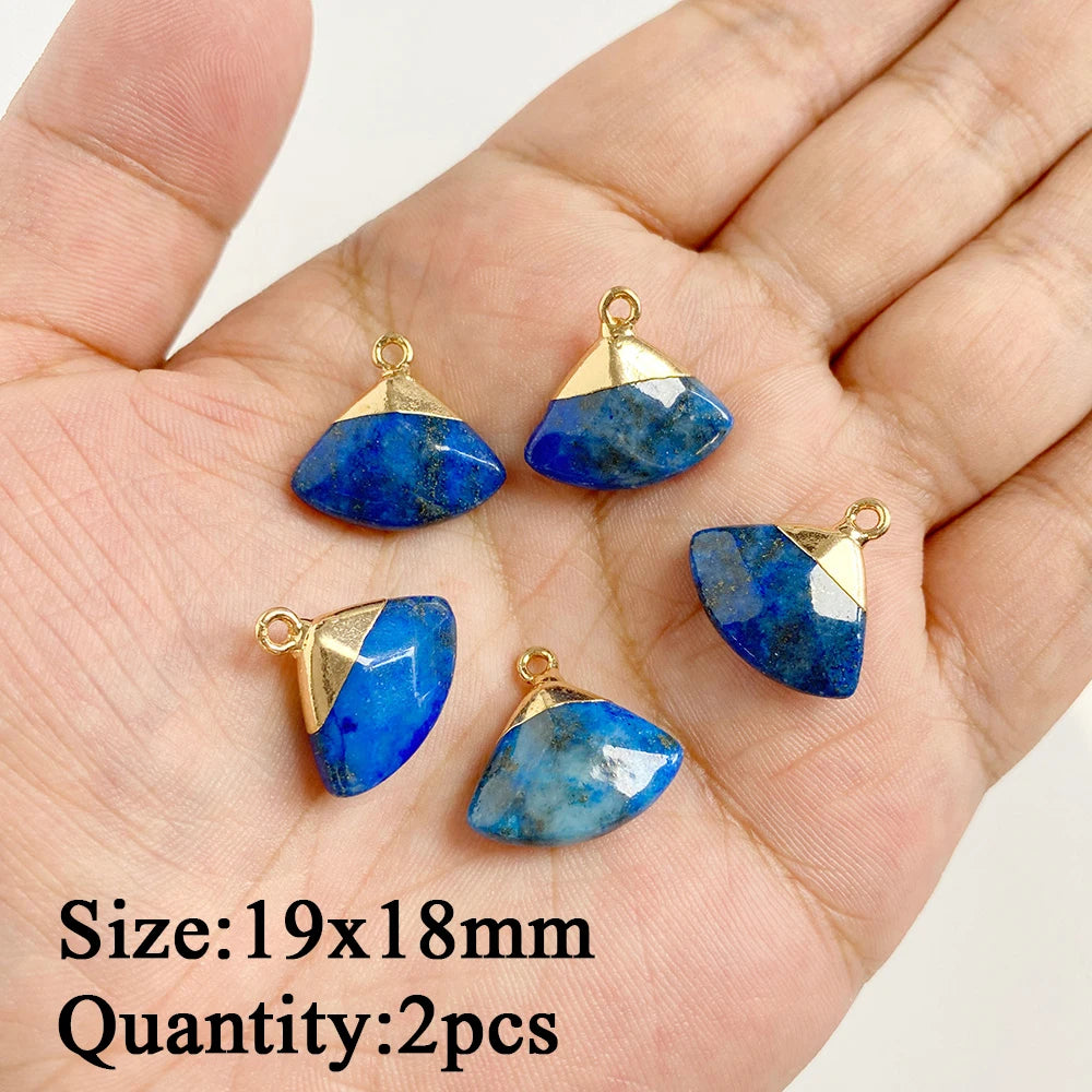Natural Lapis Lazuli Pendant Blue Heart Square Oval Bullet Stone Charms For Jewelry Making Necklace Earrings Bracelet DIY 2PCS