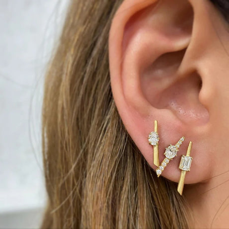 Gold Plated Cubic Zirconia Stud Earrings Jewelry