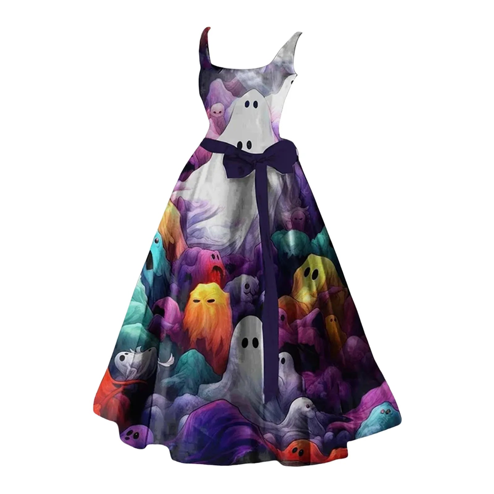 Halloween Scary Costumes Prom Dress For Women Bloody Print Flared Puff