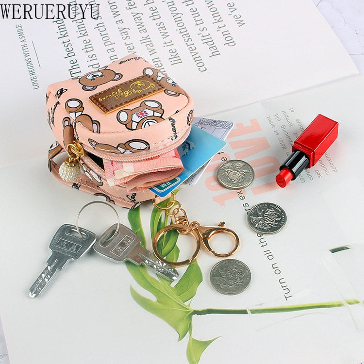 Kawaii Cartoon Bear Coin Purses Wallet for Women Korean Fashion Zipper PU Leather Coin Pouch Cute Small Bag Girl Mini Backpack - Charlie Dolly