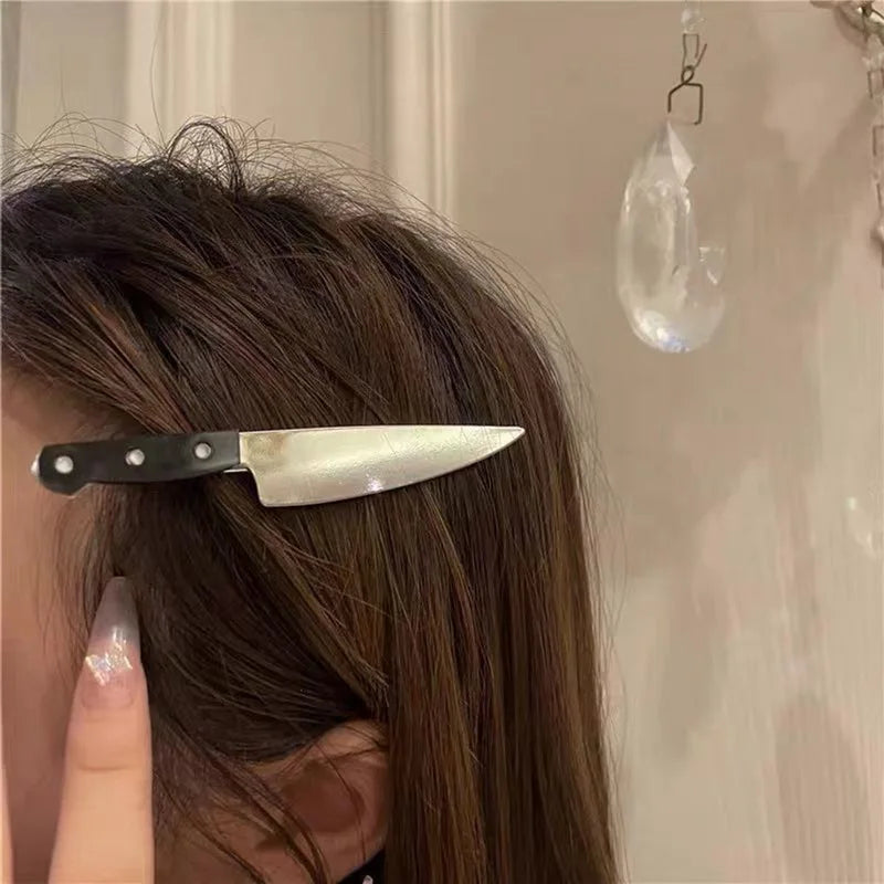 New Halloween Gothic Emulation Knife Hair Clips Side Bangs Hairpin Funny Creative Weird Knife Hairpins Girls Hair Accessories - Charlie Dolly