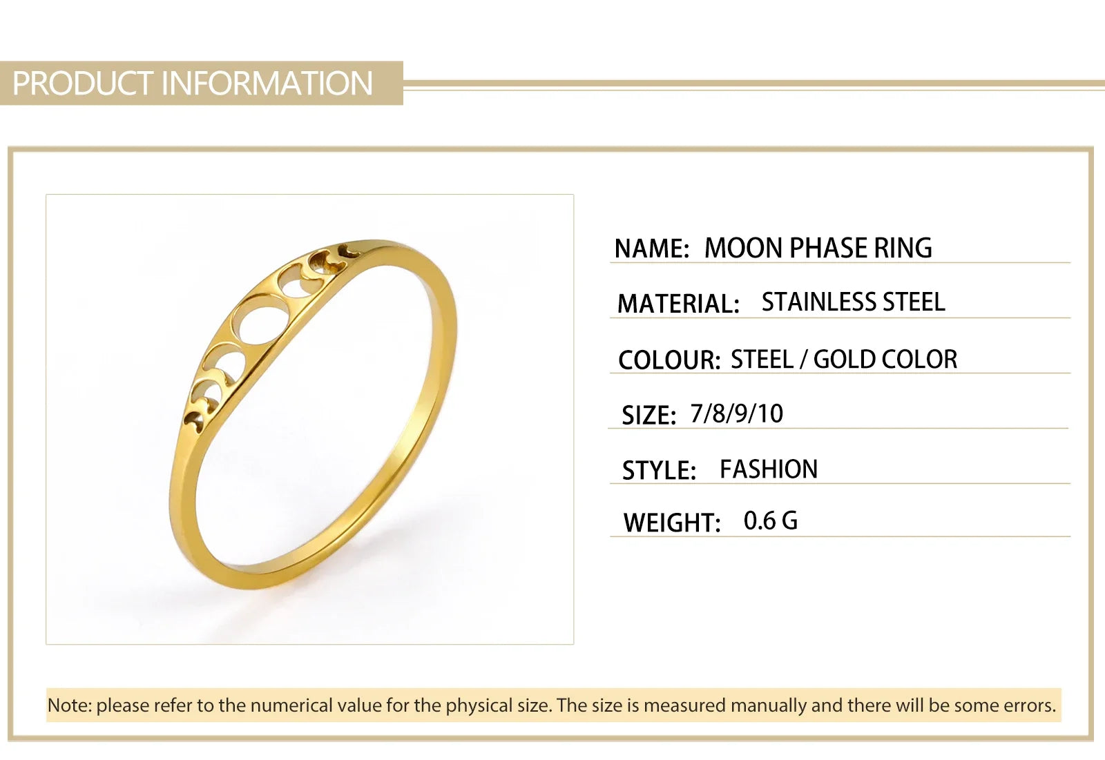 Skyrim Moon Phase Ring Stainless Steel Crescent Moon Women Rings 2025 Witch Amulet Jewelry Gift for Lover Friends Wholesale