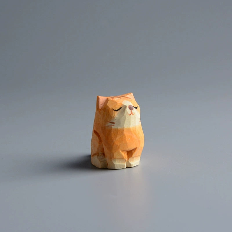 Cat Handmade Ornament Wood Carving Handicraft Gift Cute Orange cat Tanuki Puppet cat Siamese cat Keychain Bag pendant Anime Pop - Charlie Dolly