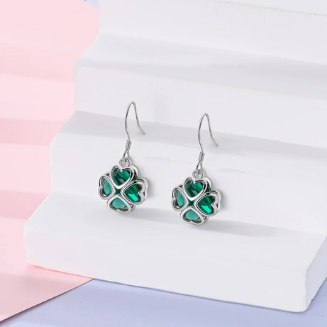 Sterling Silver Clover Butterfly Hoop Earrings Jewelry