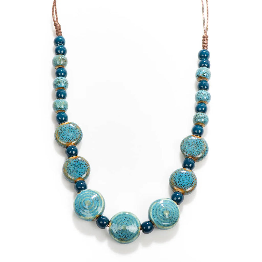 Distressed Irregular Ceramic Bead Necklace Jewelry