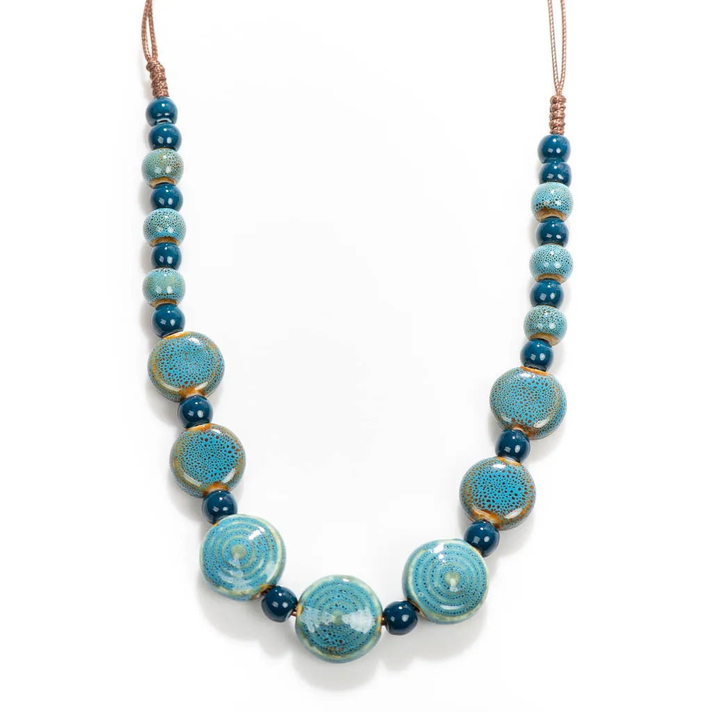 Distressed Irregular Ceramic Bead Necklace Jewelry